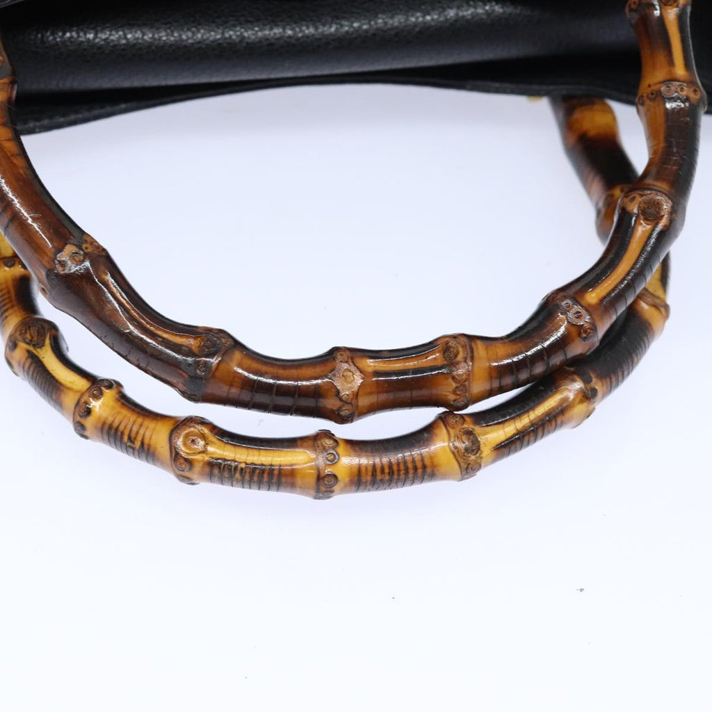 GUCCI Bamboo Hand Bag Suede Black Gold 002 1095 0260 91707