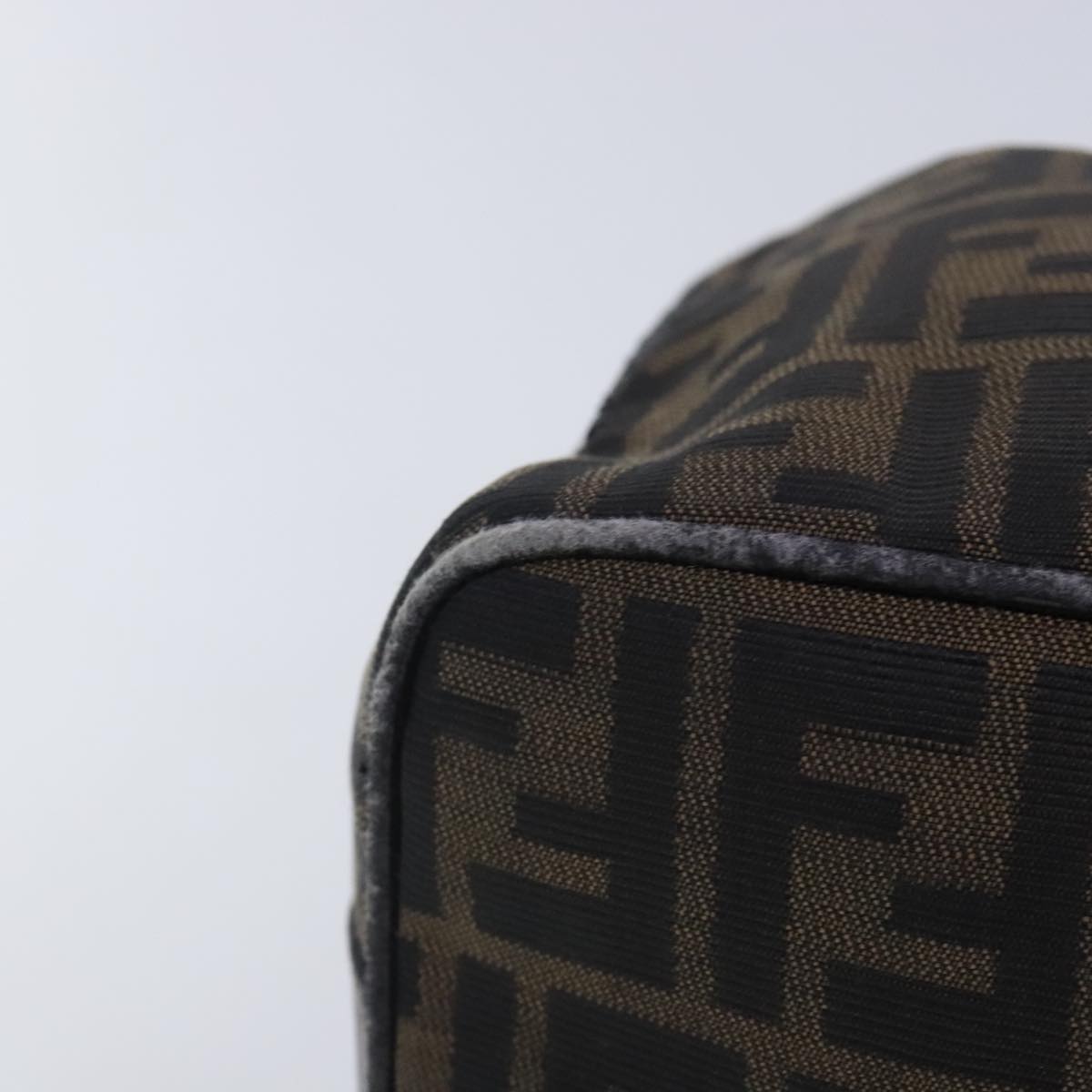 FENDI Zucca Canvas Vanity Hand Bag Brown Black 91735