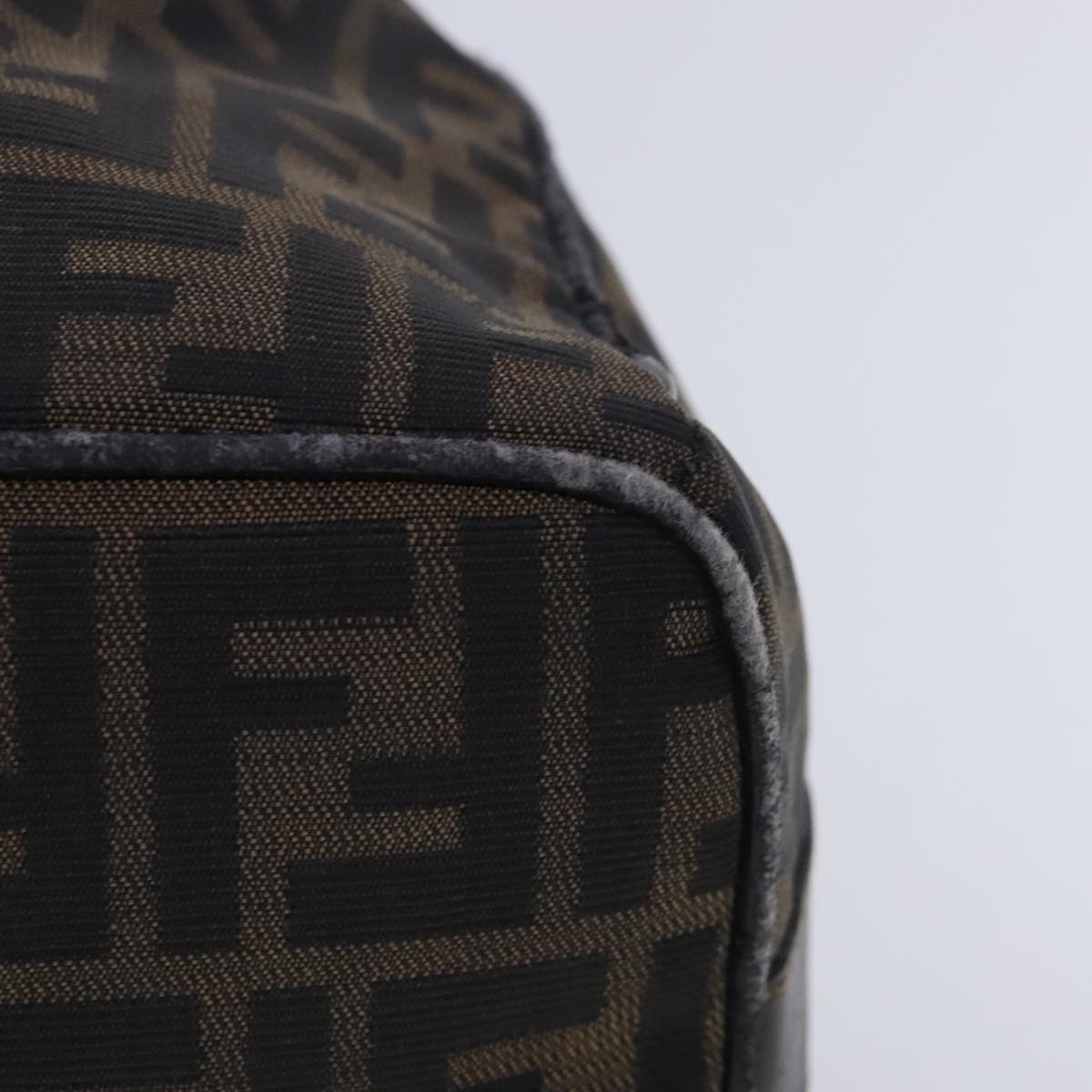 FENDI Zucca Canvas Vanity Hand Bag Brown Black 91735