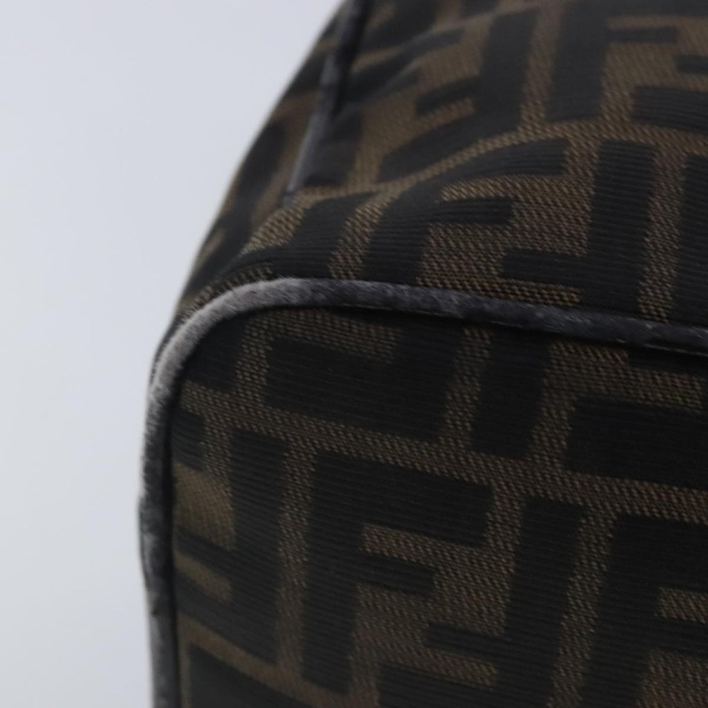 FENDI Zucca Canvas Vanity Hand Bag Brown Black 91735