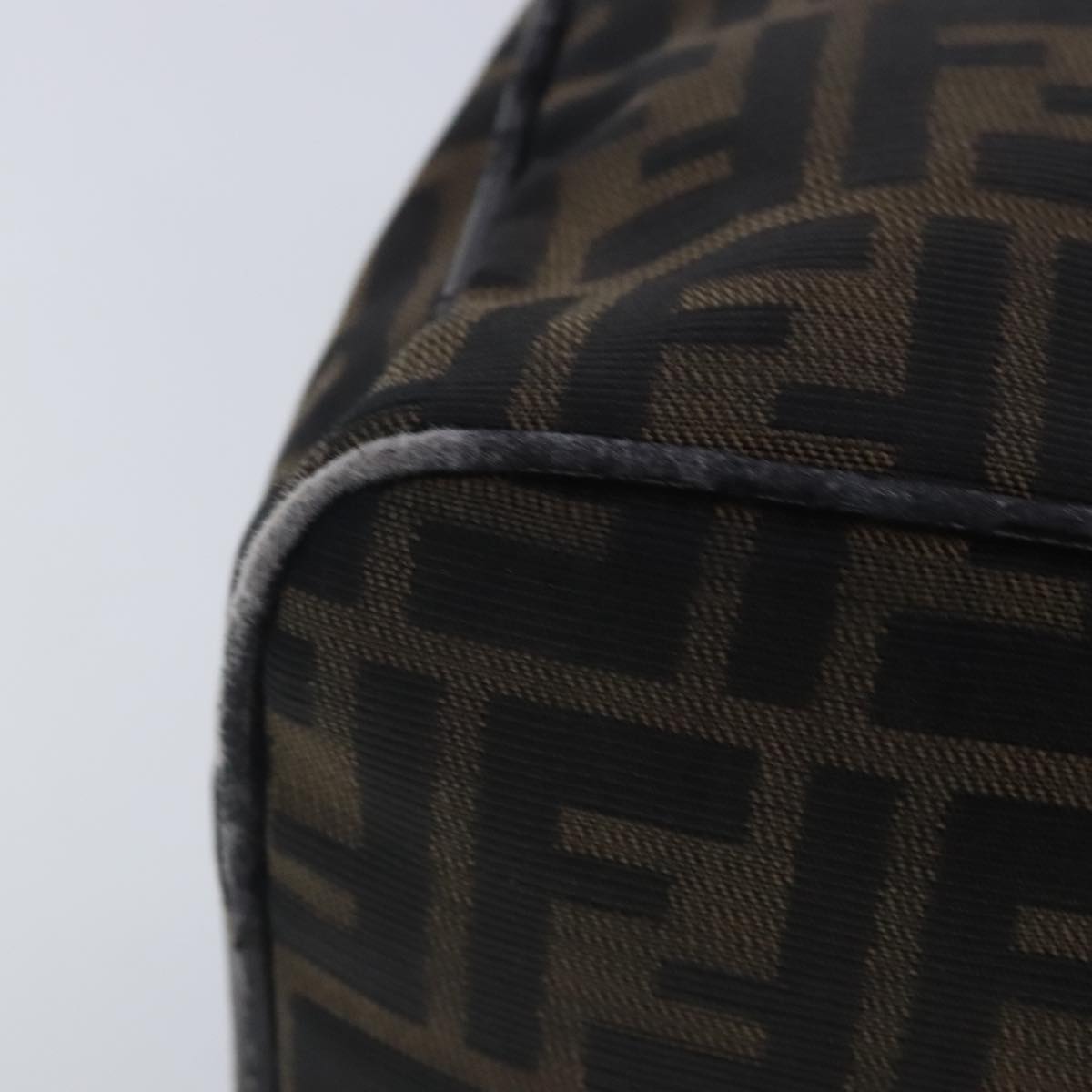 FENDI Zucca Canvas Vanity Hand Bag Brown Black 91735