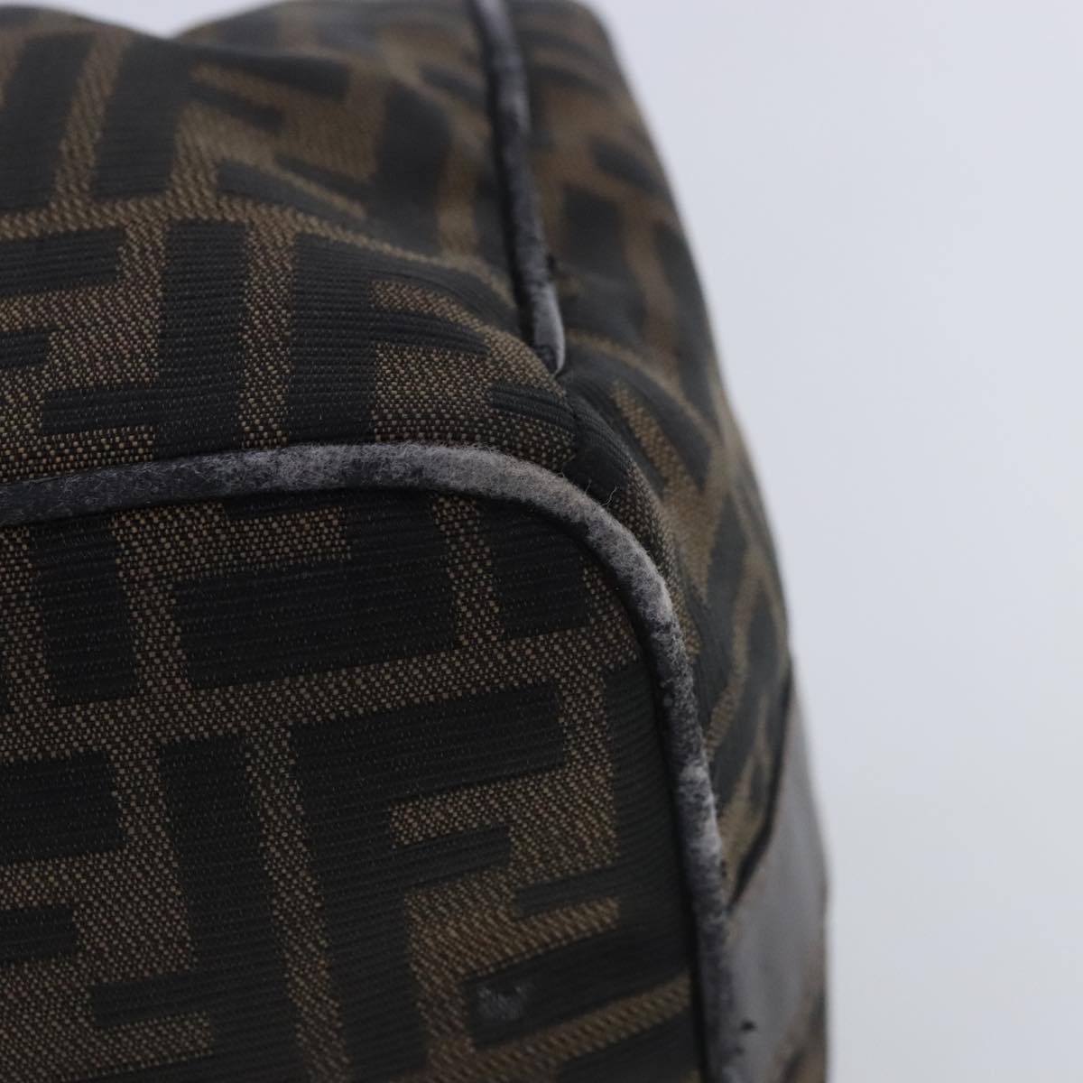FENDI Zucca Canvas Vanity Hand Bag Brown Black 91735