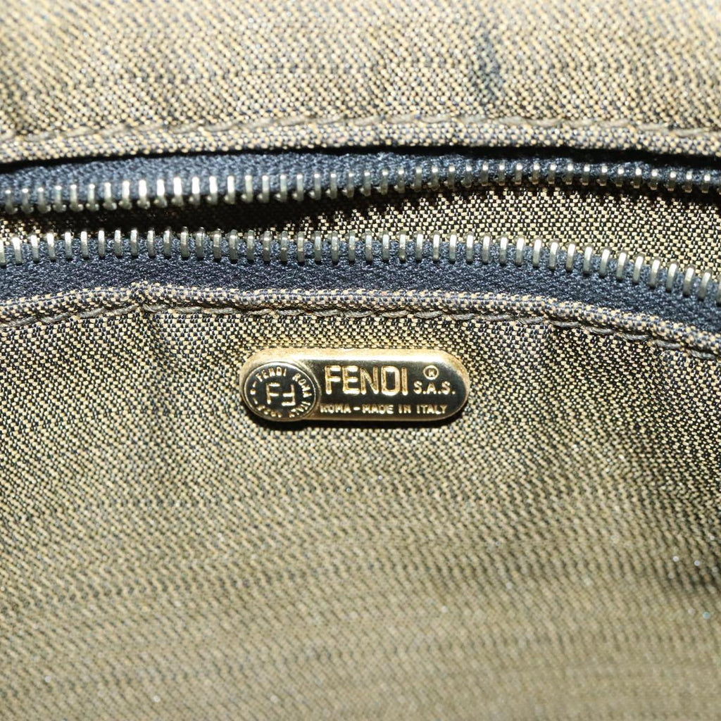 FENDI Zucca Canvas Vanity Hand Bag Brown Black 91735