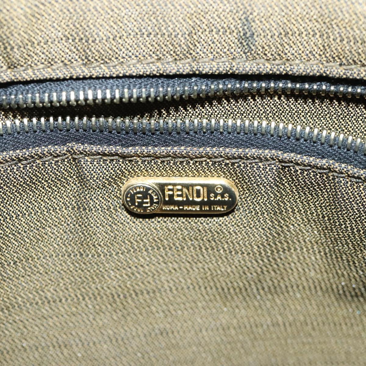FENDI Zucca Canvas Vanity Hand Bag Brown Black 91735