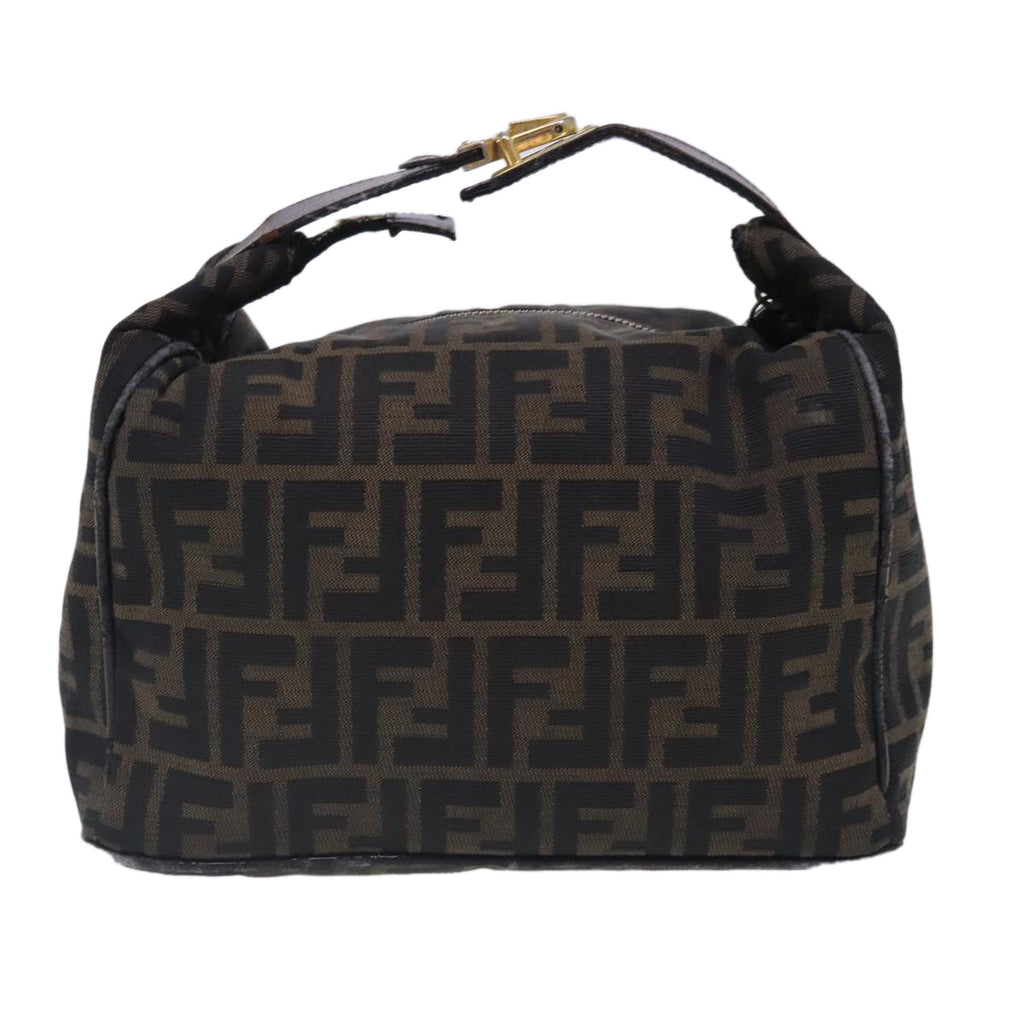FENDI Zucca Canvas Vanity Hand Bag Brown Black 91735