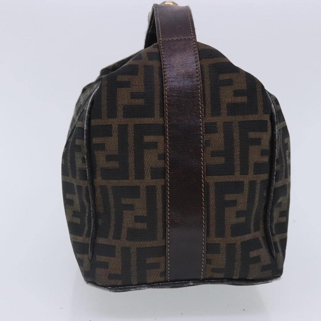 FENDI Zucca Canvas Vanity Hand Bag Brown Black 91735