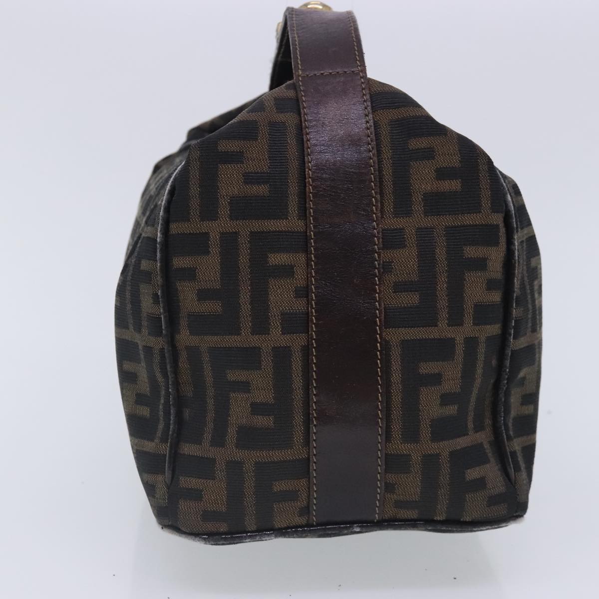 FENDI Zucca Canvas Vanity Hand Bag Brown Black 91735
