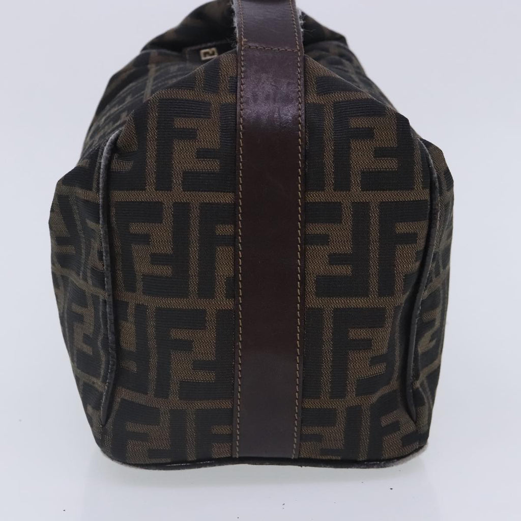 FENDI Zucca Canvas Vanity Hand Bag Brown Black 91735