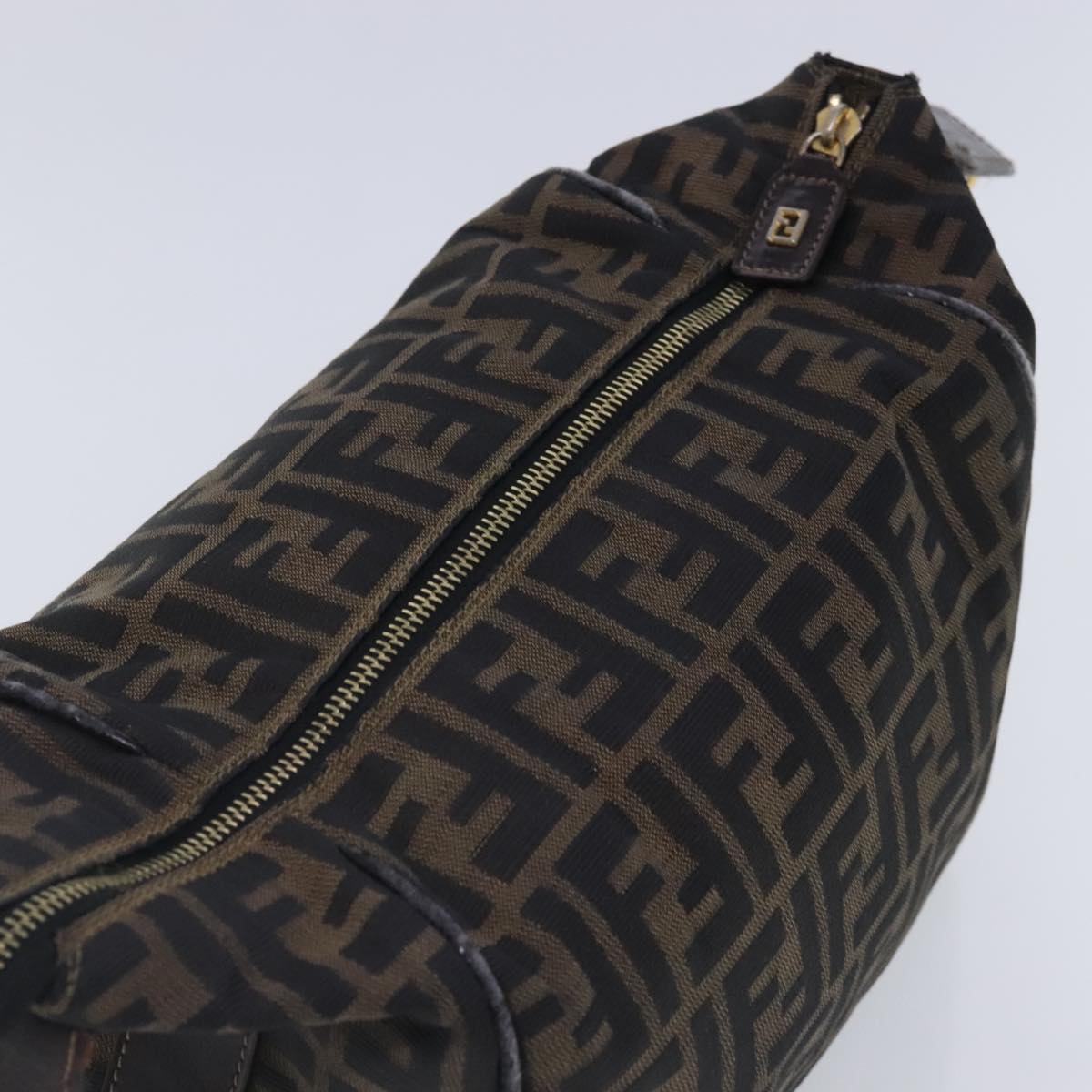 FENDI Zucca Canvas Vanity Hand Bag Brown Black 91735