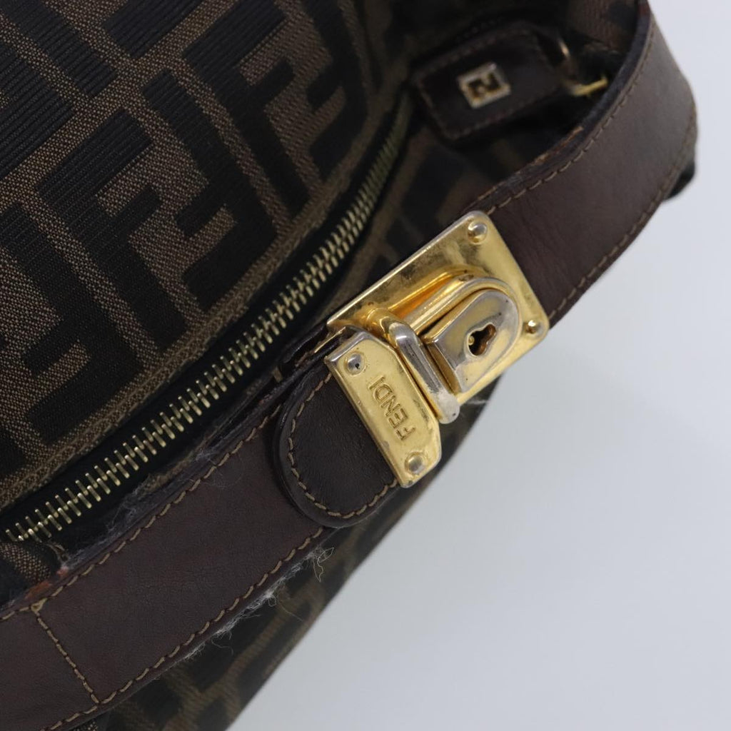 FENDI Zucca Canvas Vanity Hand Bag Brown Black 91735