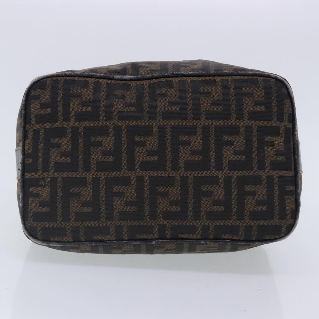 FENDI Zucca Canvas Vanity Hand Bag Brown Black 91735