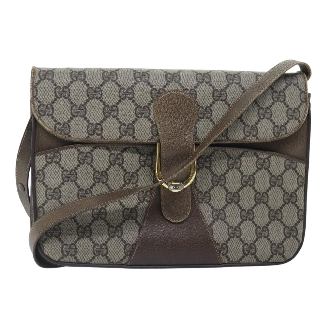 GUCCI GG Supreme Shoulder Bag PVC Leather Beige Gold 91816