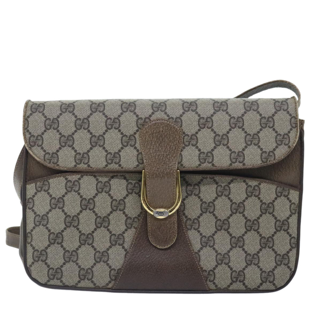 GUCCI GG Supreme Shoulder Bag PVC Leather Beige Gold 91816