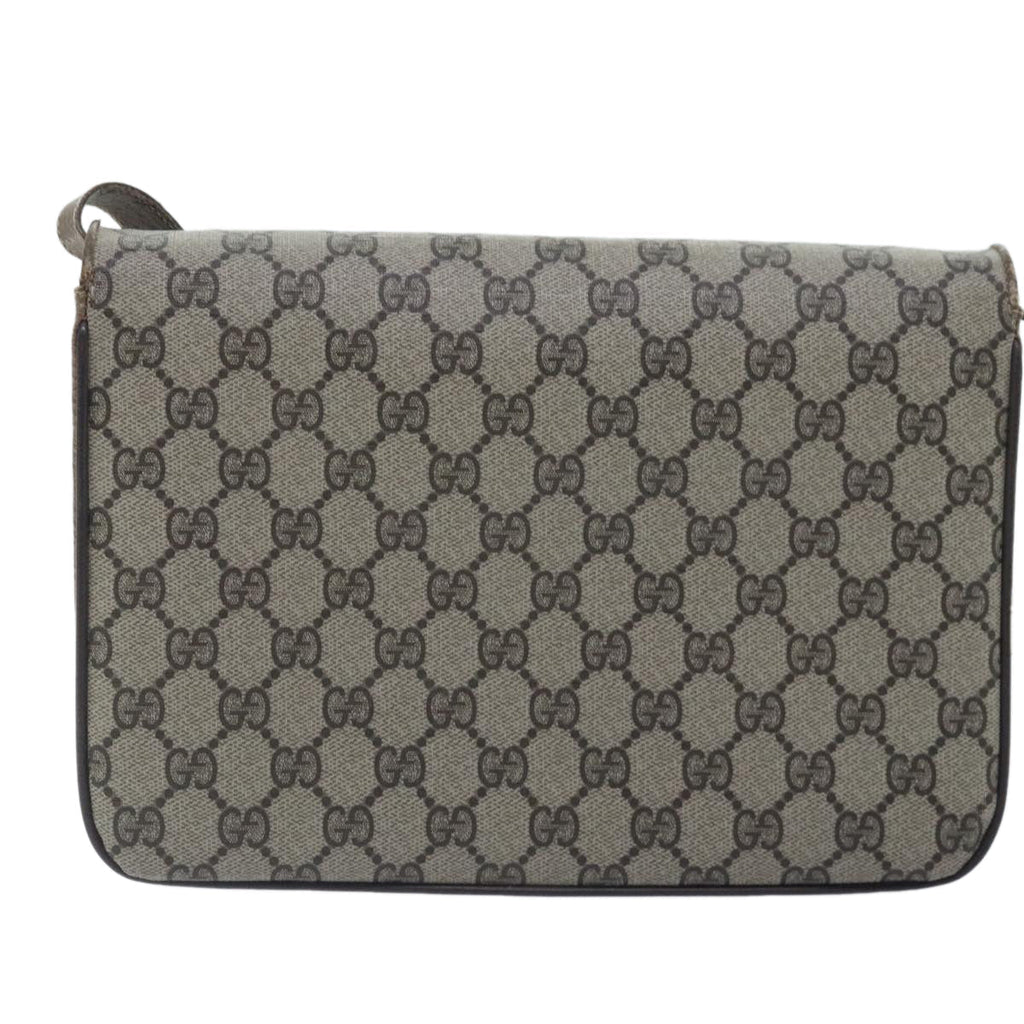 GUCCI GG Supreme Shoulder Bag PVC Leather Beige Gold 91816
