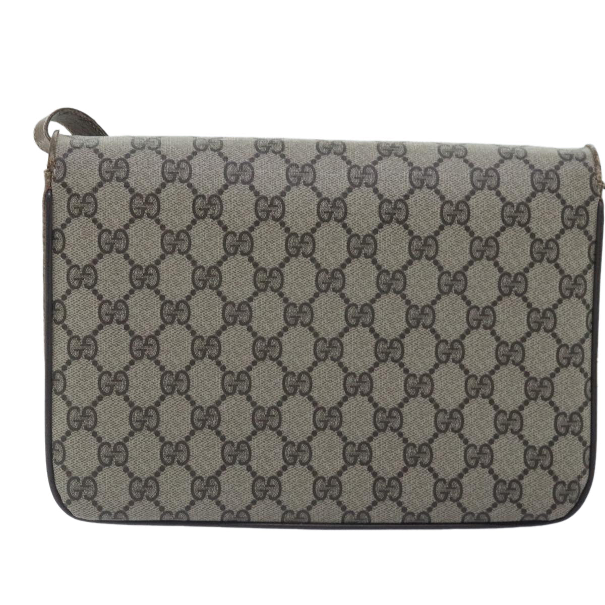GUCCI GG Supreme Shoulder Bag PVC Leather Beige Gold 91816