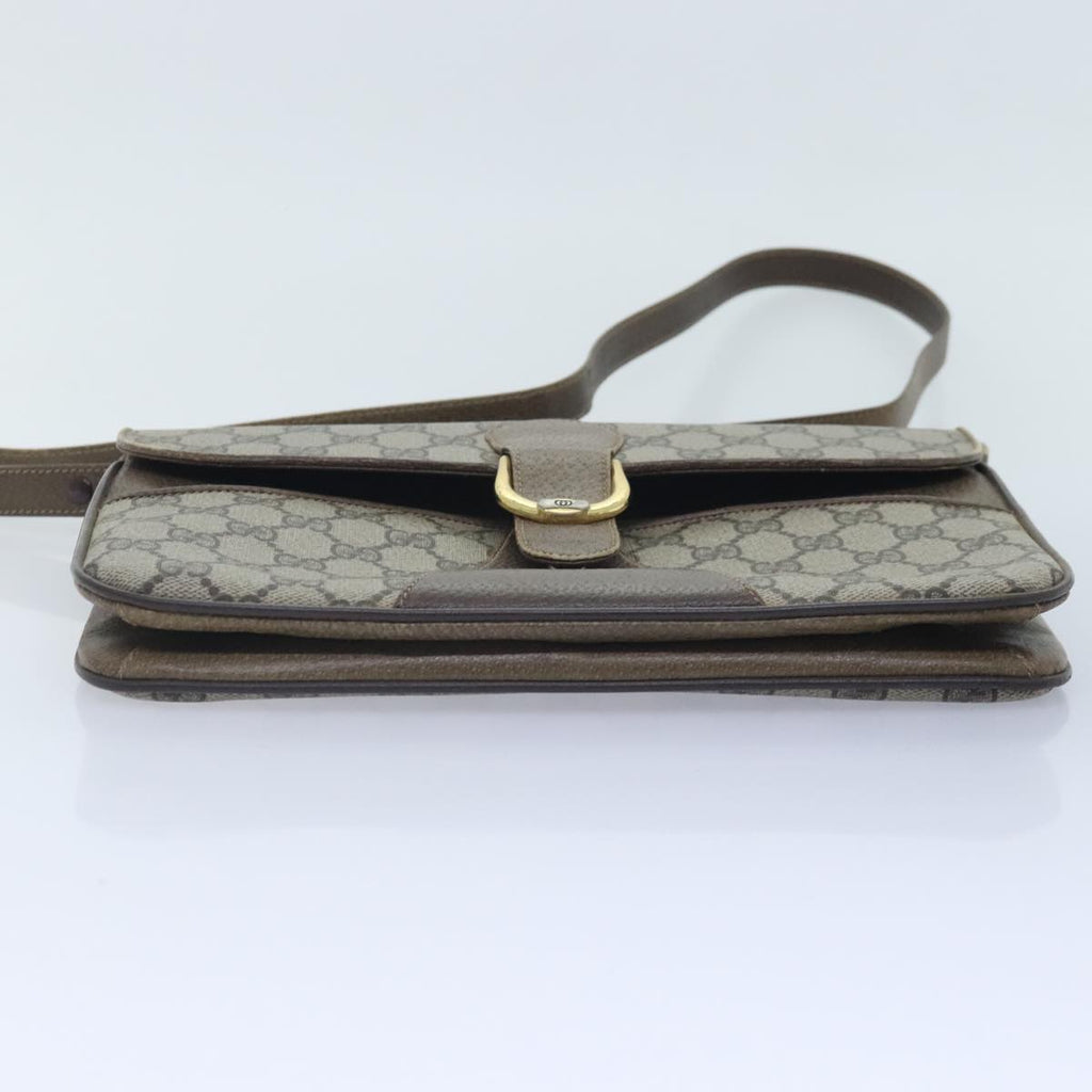 GUCCI GG Supreme Shoulder Bag PVC Leather Beige Gold 91816