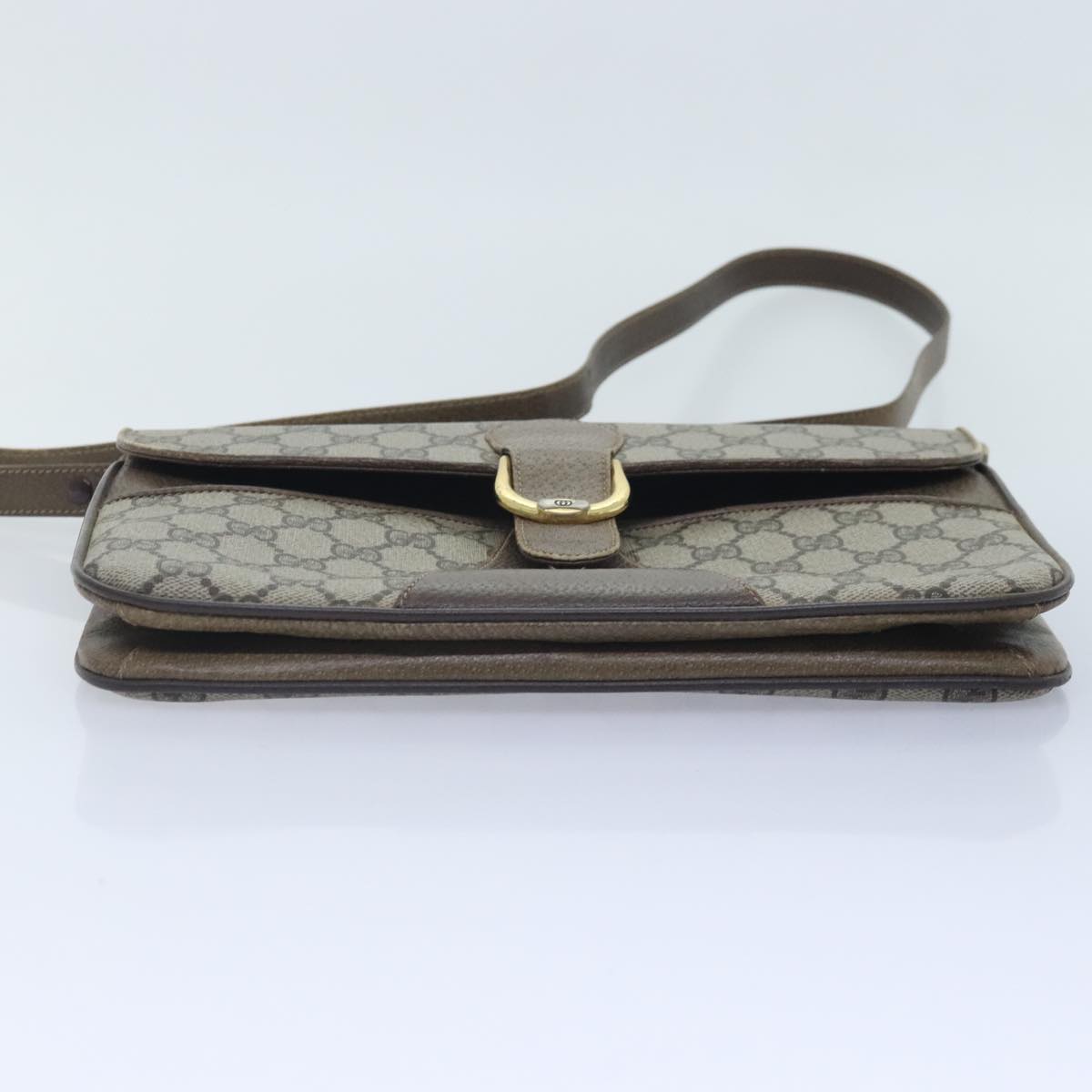 GUCCI GG Supreme Shoulder Bag PVC Leather Beige Gold 91816