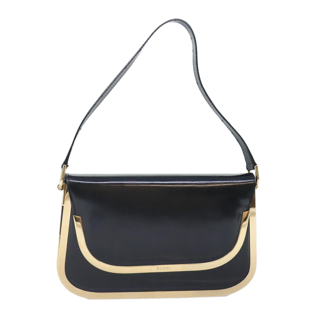 GUCCI Shoulder Bag Leather Black Gold 001 2058 1764 0 91830