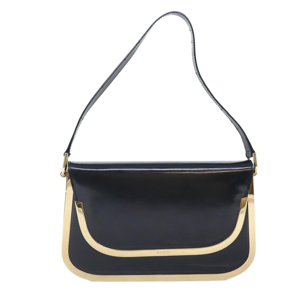 GUCCI Shoulder Bag Leather Black Gold 001 2058 1764 0 91830