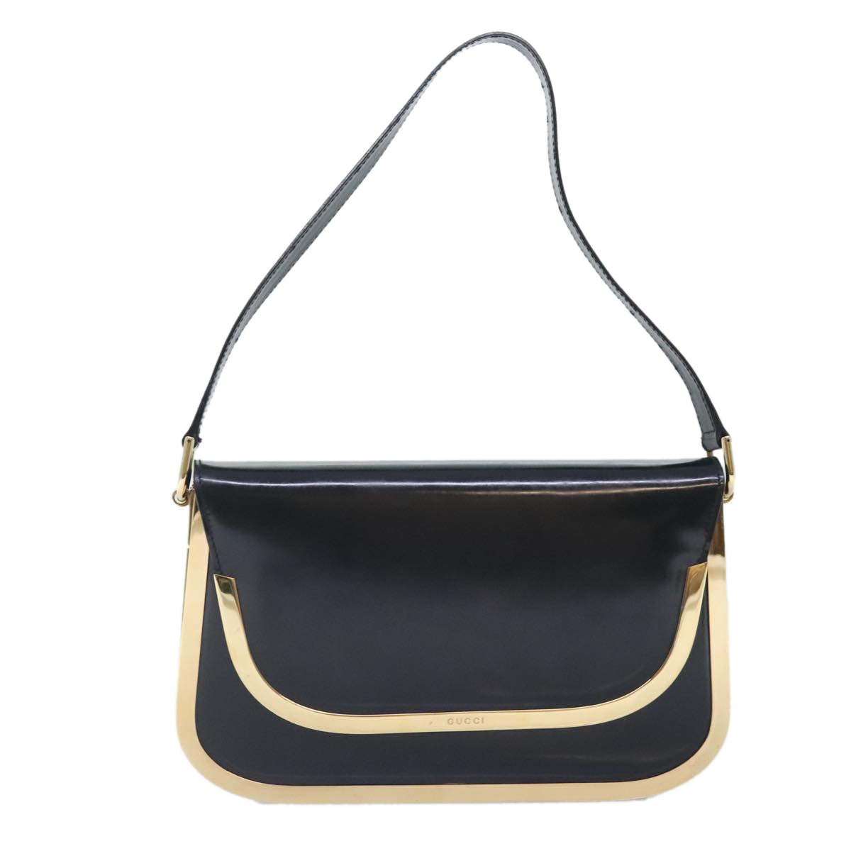 GUCCI Shoulder Bag Leather Black Gold 001 2058 1764 0 91830