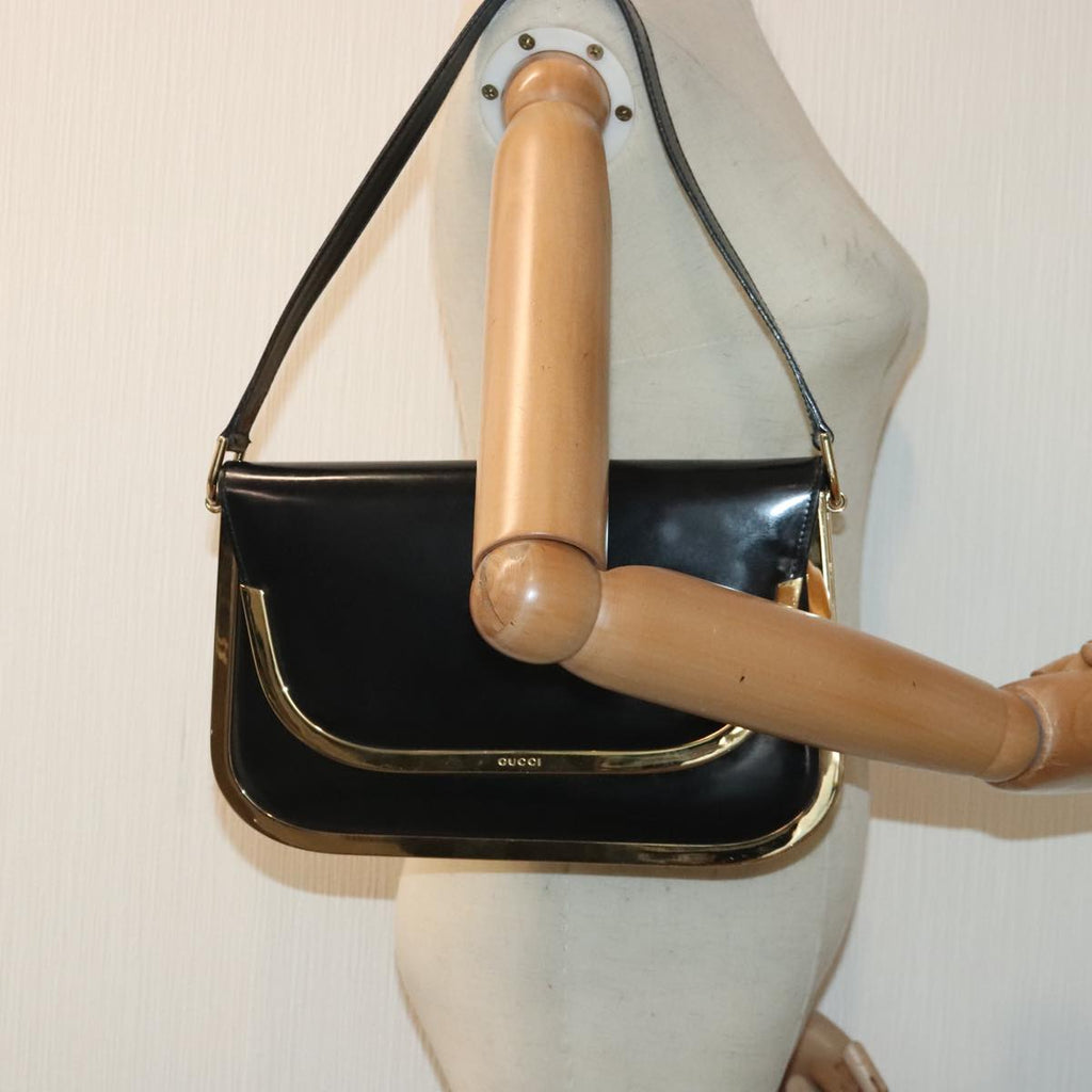GUCCI Shoulder Bag Leather Black Gold 001 2058 1764 0 91830