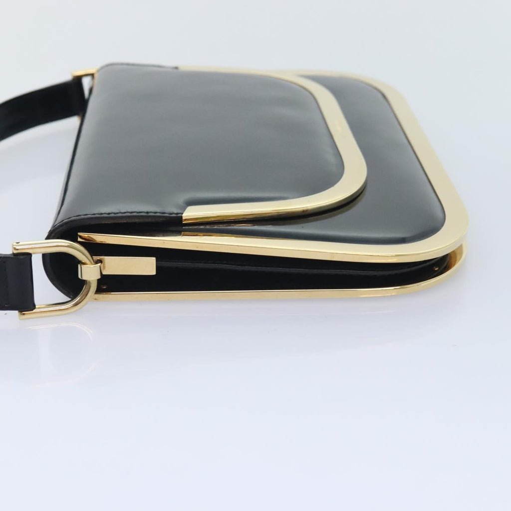GUCCI Shoulder Bag Leather Black Gold 001 2058 1764 0 91830
