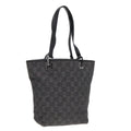GUCCI GG Canvas Tote Bag Black Silver 91840
