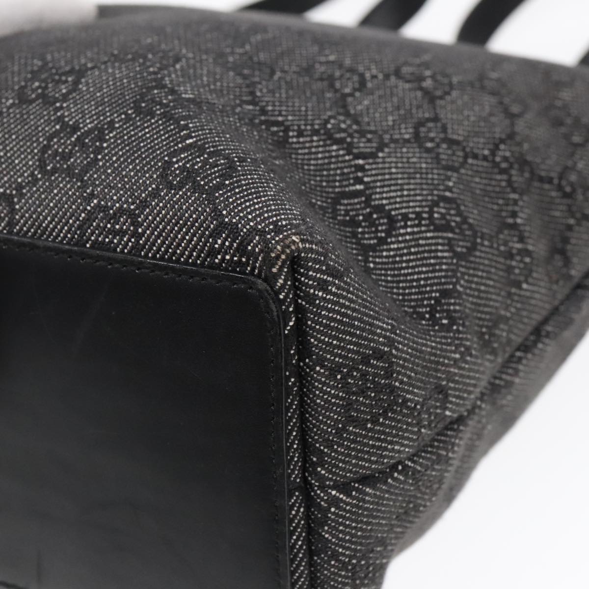GUCCI GG Canvas Tote Bag Black Silver 91840