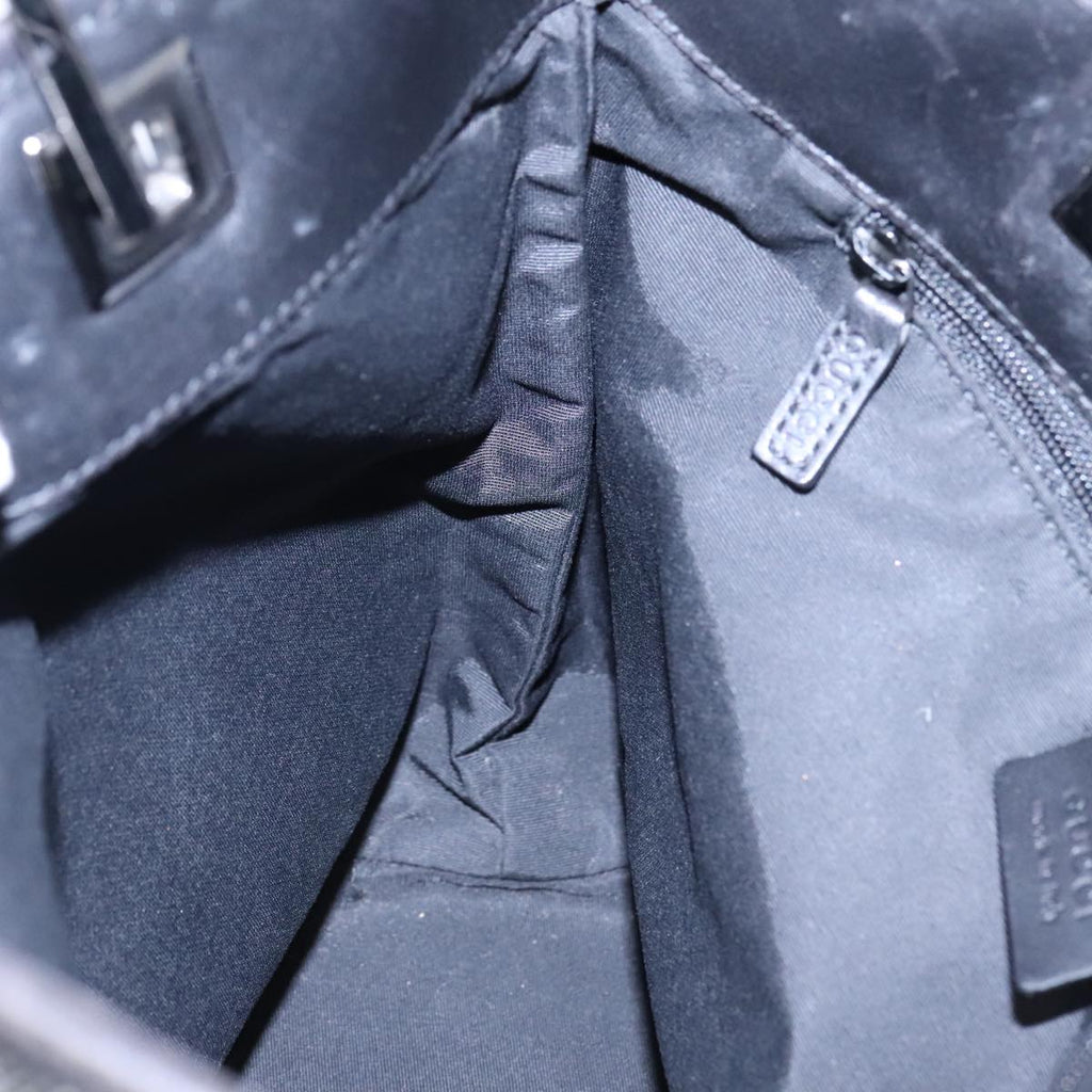 GUCCI GG Canvas Tote Bag Black Silver 91840