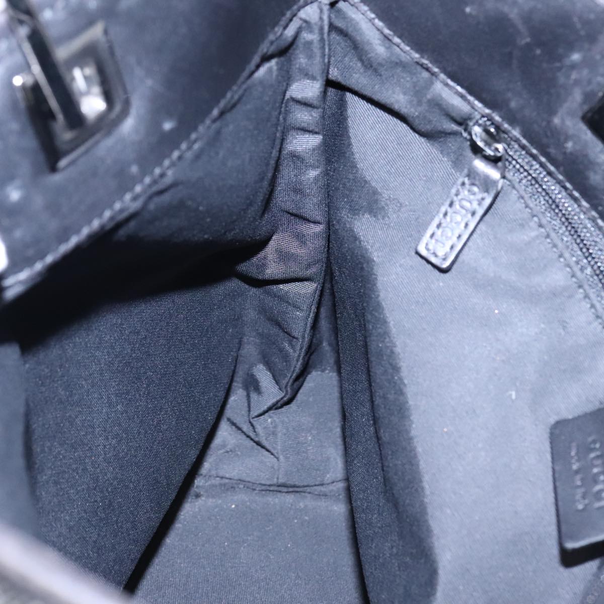 GUCCI GG Canvas Tote Bag Black Silver 91840