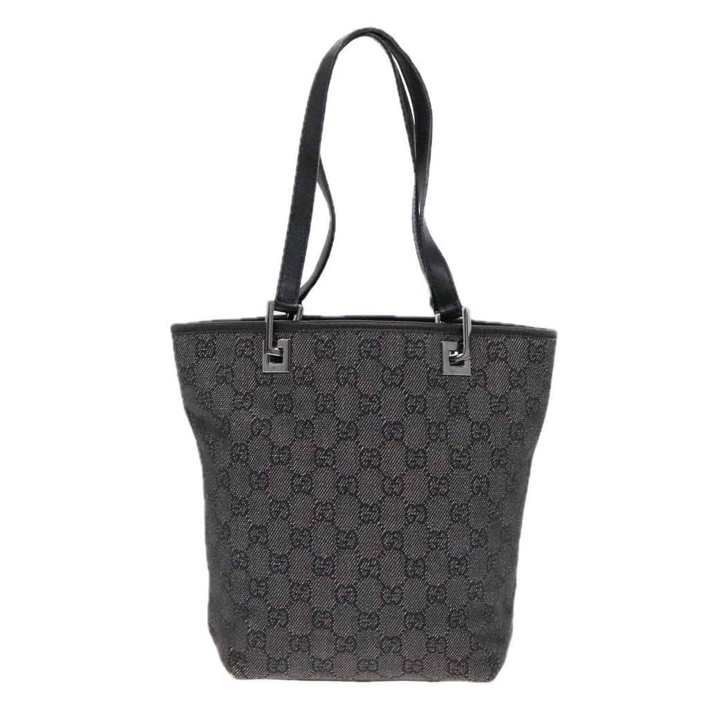 GUCCI GG Canvas Tote Bag Black Silver 91840