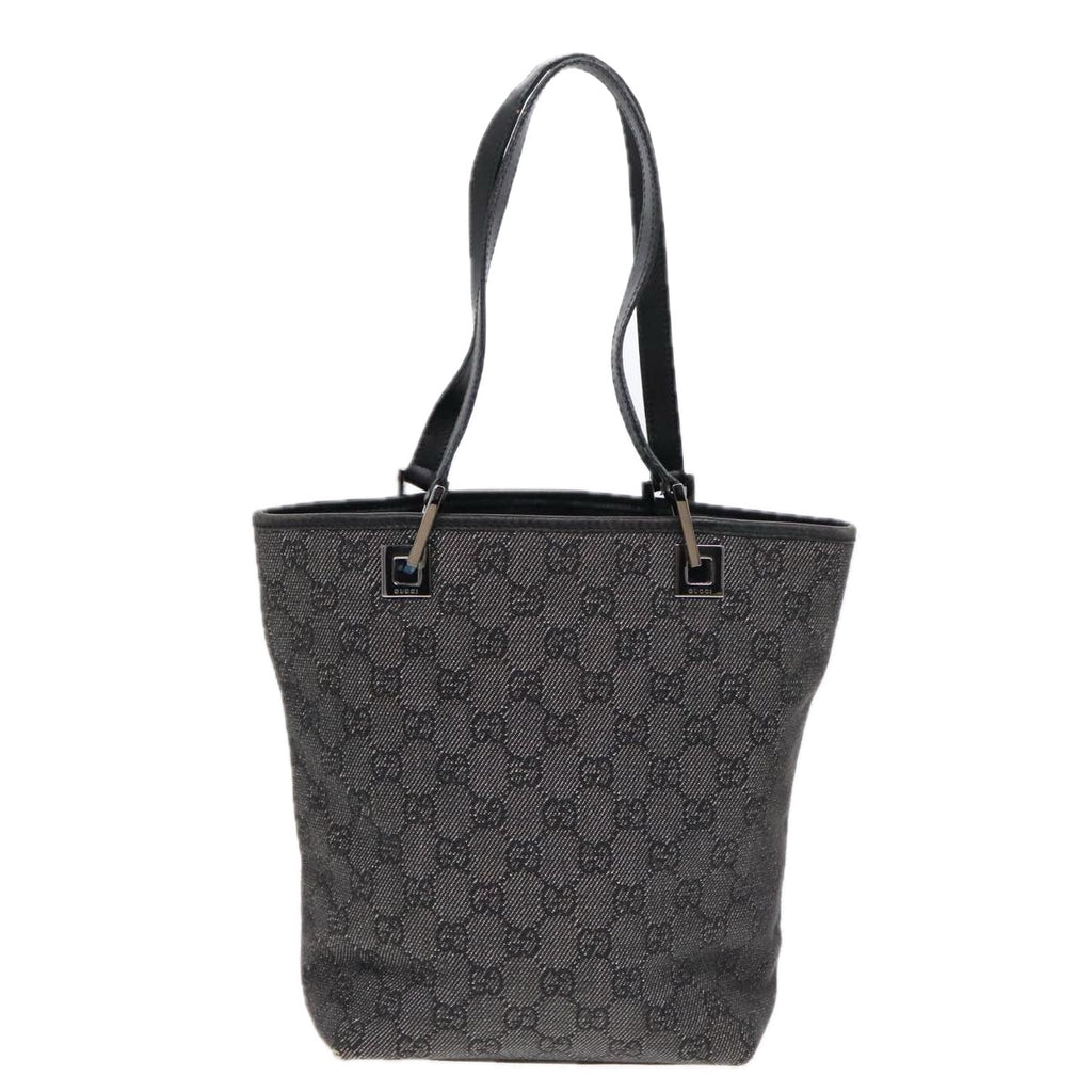 GUCCI GG Canvas Tote Bag Black Silver 91840