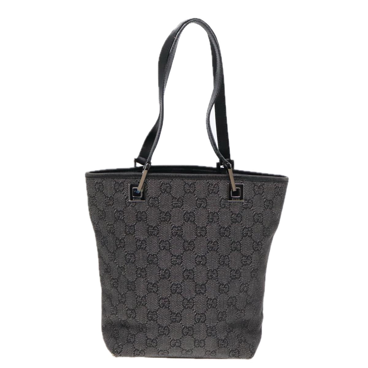 GUCCI GG Canvas Tote Bag Black Silver 91840