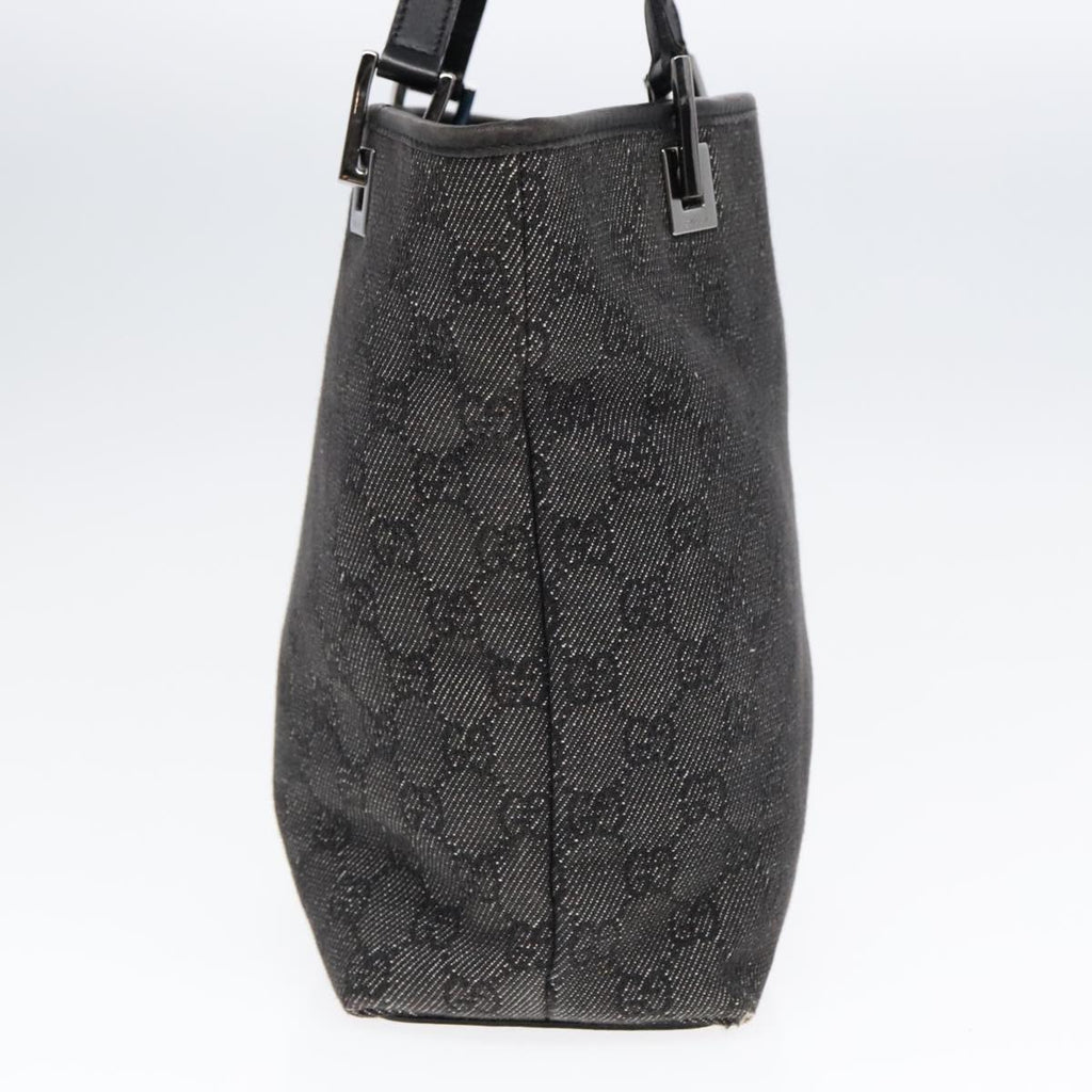 GUCCI GG Canvas Tote Bag Black Silver 91840