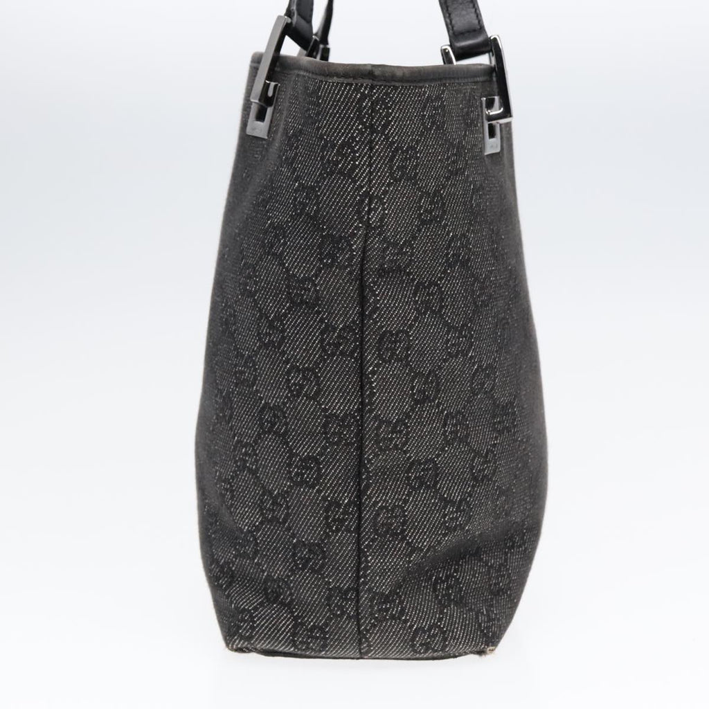 GUCCI GG Canvas Tote Bag Black Silver 91840