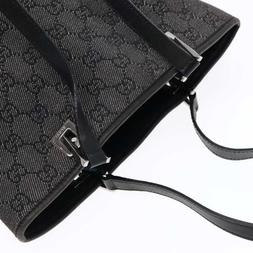 GUCCI GG Canvas Tote Bag Black Silver 91840
