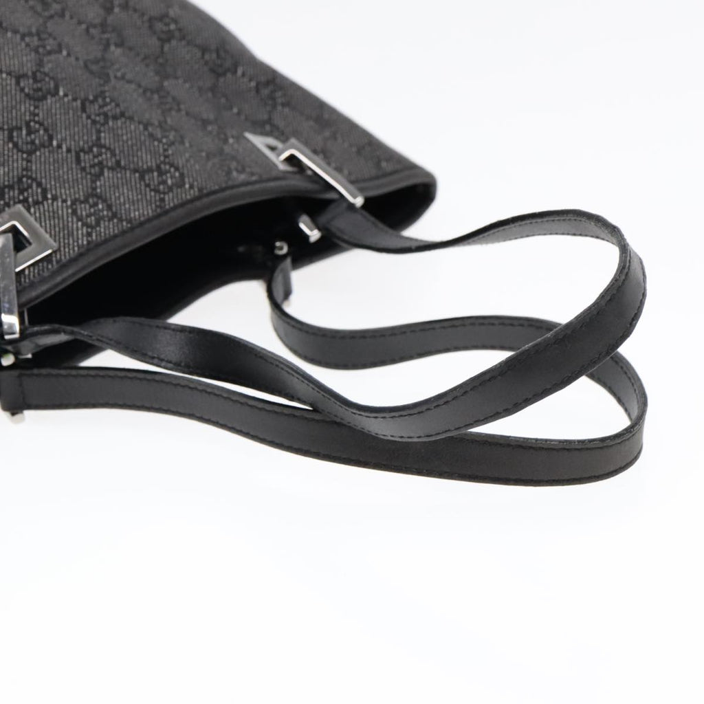 GUCCI GG Canvas Tote Bag Black Silver 91840