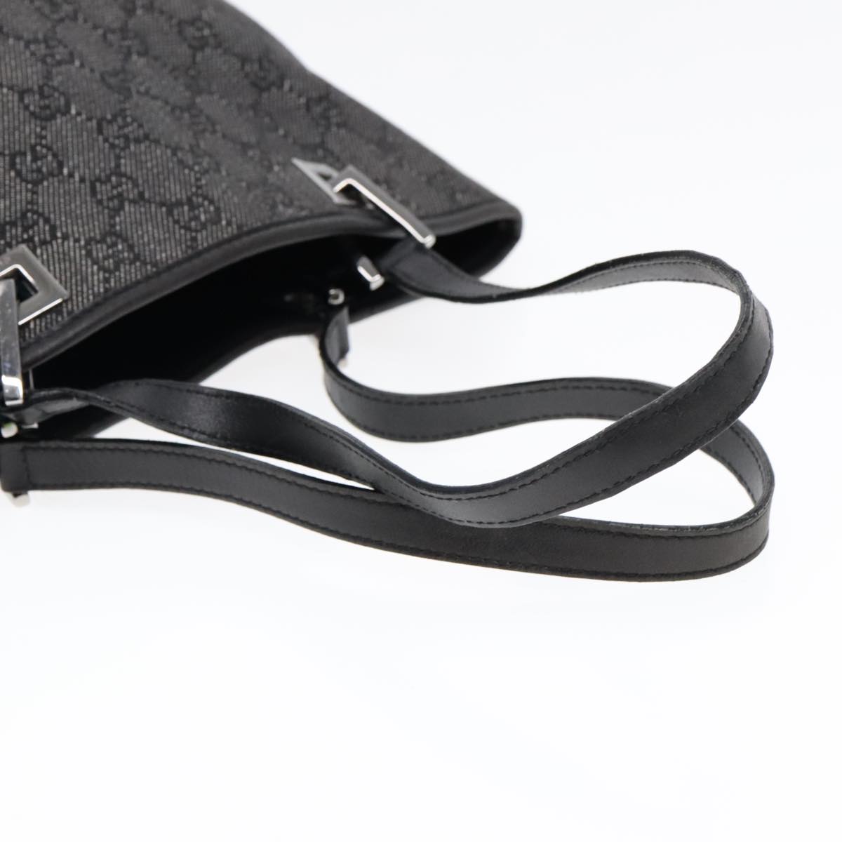 GUCCI GG Canvas Tote Bag Black Silver 91840