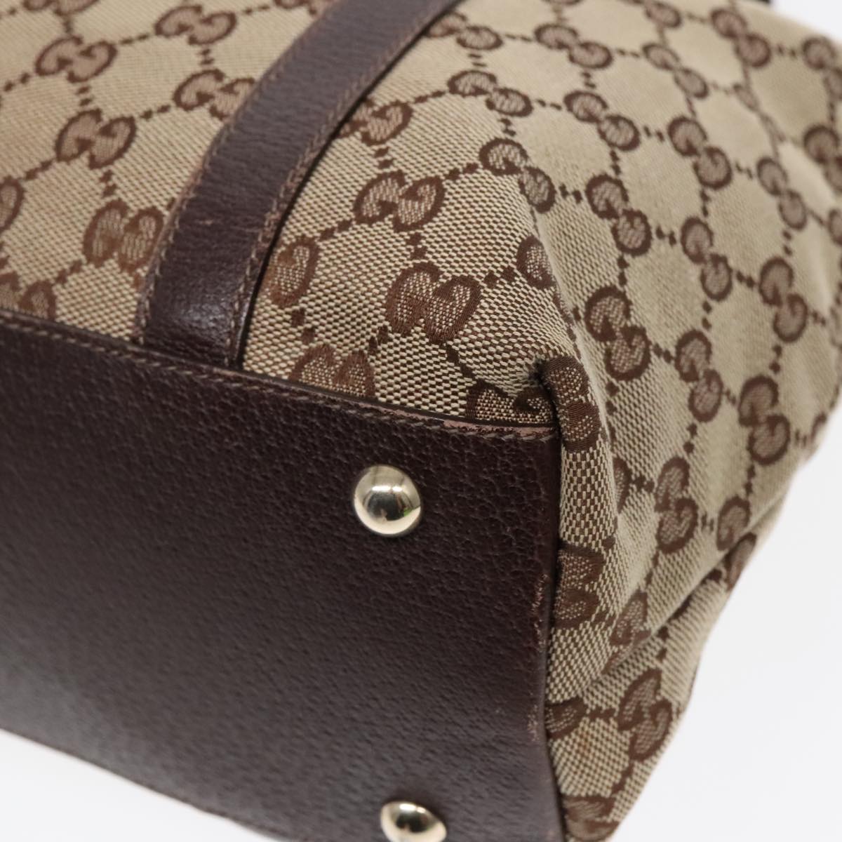 GUCCI GG Canvas Tote Bag Beige Gold 141470 91844