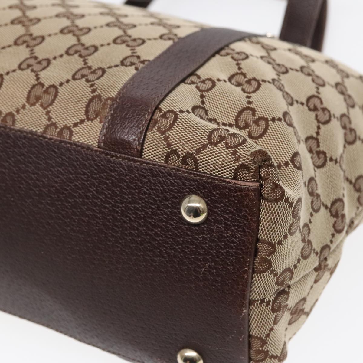 GUCCI GG Canvas Tote Bag Beige Gold 141470 91844