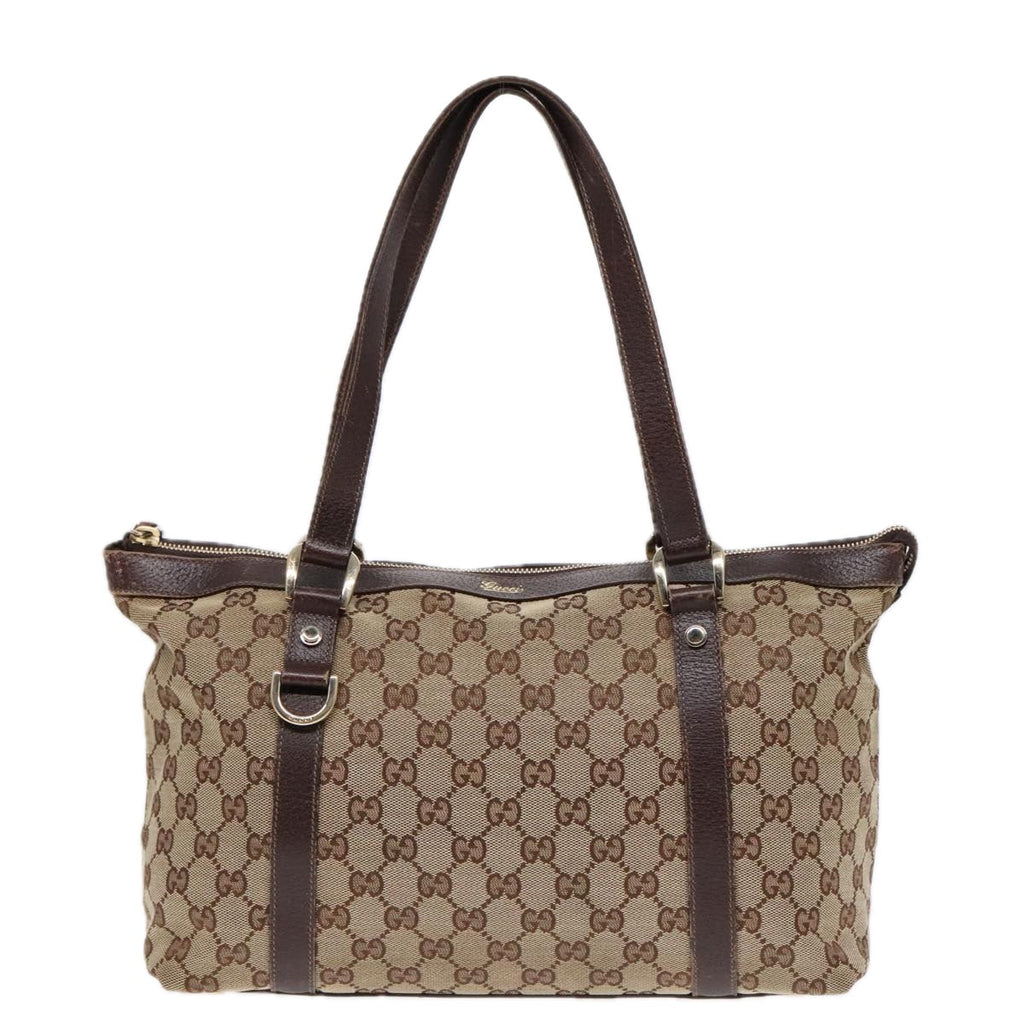 GUCCI GG Canvas Tote Bag Beige Gold 141470 91844