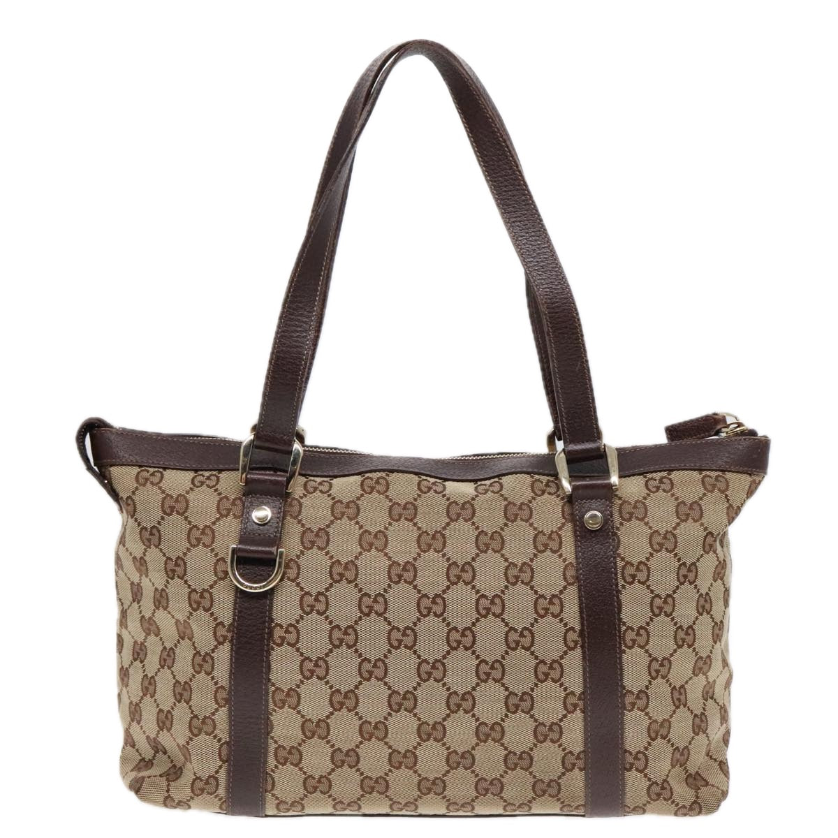 GUCCI GG Canvas Tote Bag Beige Gold 141470 91844