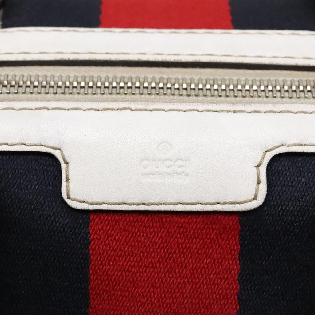 GUCCI GG Canvas Sherry Line Boston Bag 2way Navy White Silver 247205 91845