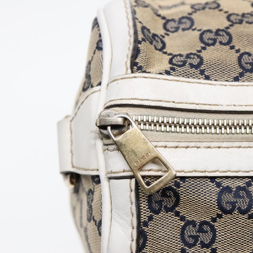 GUCCI GG Canvas Sherry Line Boston Bag 2way Navy White Silver 247205 91845