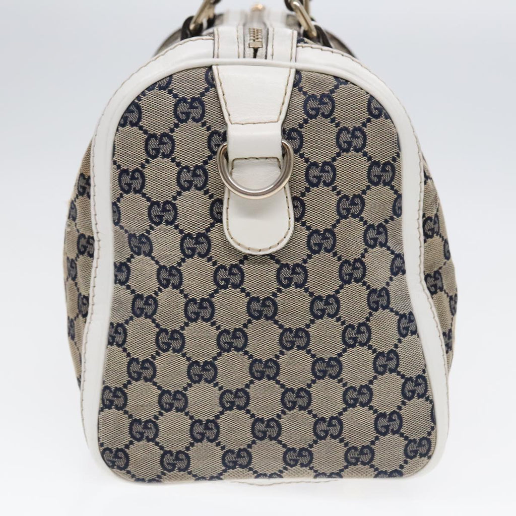 GUCCI GG Canvas Sherry Line Boston Bag 2way Navy White Silver 247205 91845