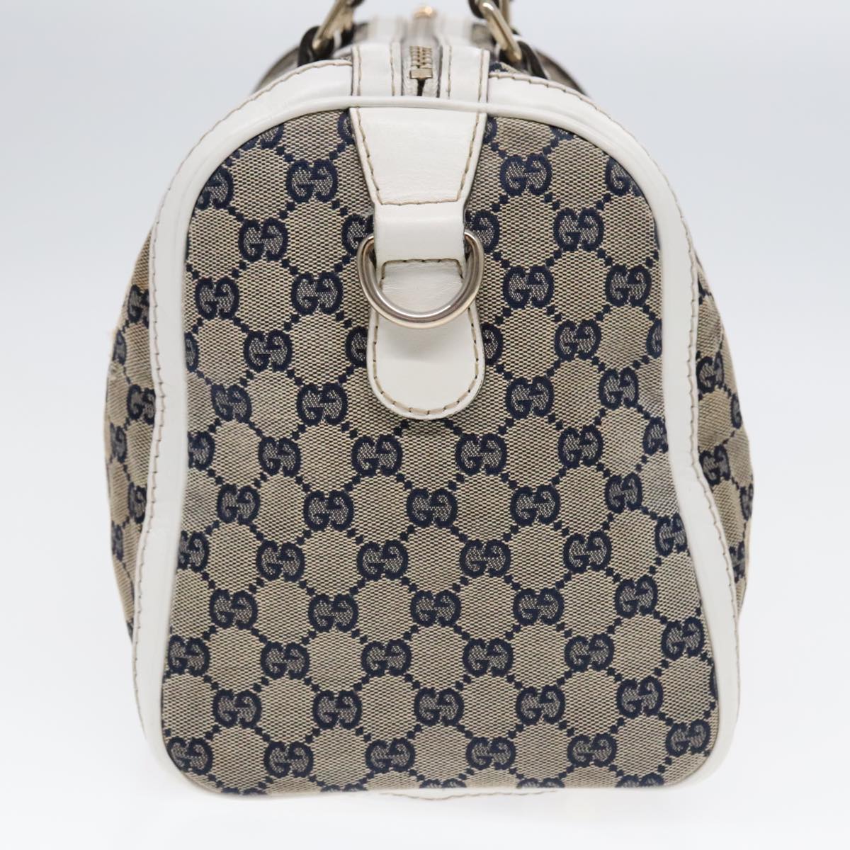 GUCCI GG Canvas Sherry Line Boston Bag 2way Navy White Silver 247205 91845