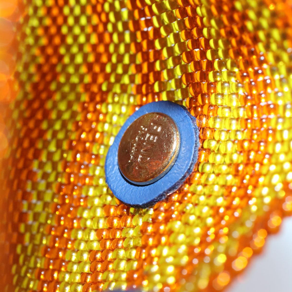 FENDI Chain Shoulder Bag Beads Orange Gold 91931