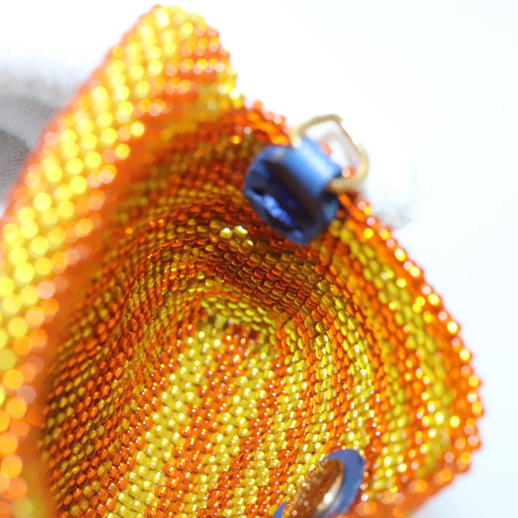 FENDI Chain Shoulder Bag Beads Orange Gold 91931