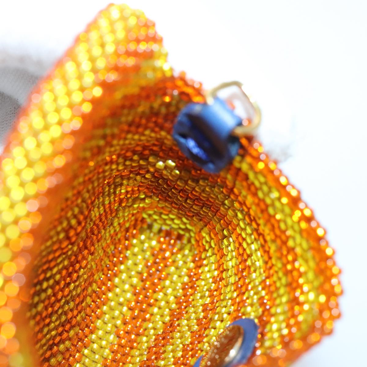 FENDI Chain Shoulder Bag Beads Orange Gold 91931