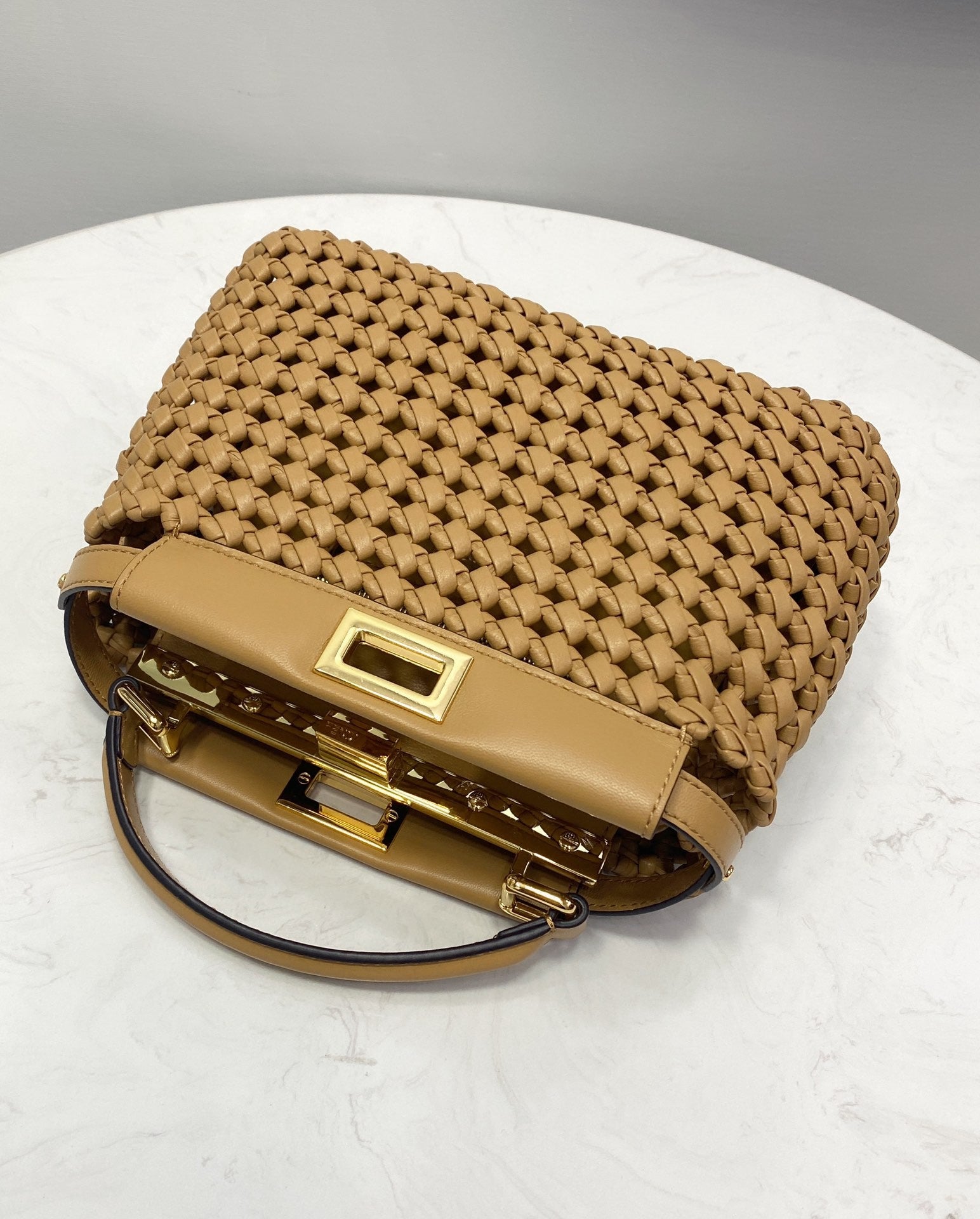 FI GlamI Mini Light Brown Braided Bag For Woman 18cm/7in
